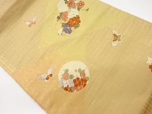 丸文に花々・蝶模様織出し名古屋帯